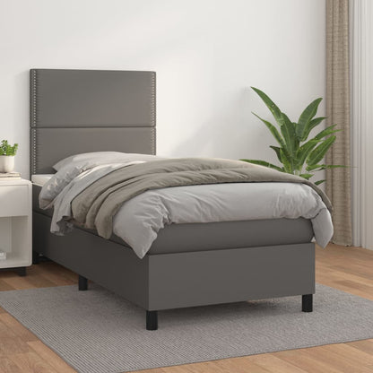 Giroletto a Molle con Materasso Grgio 90x200 cm in Similpelle | homemem39