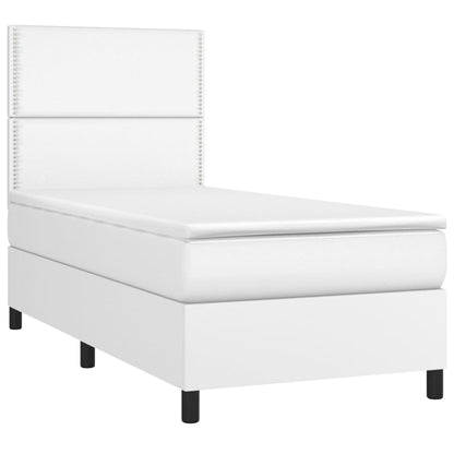 Giroletto a Molle con Materasso Bianco 100x200 cm in Similpelle