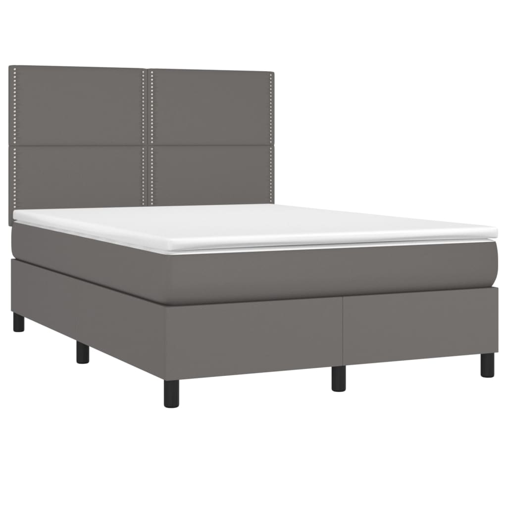Giroletto a Molle con Materasso Grigio 140x190 cm in Similpelle | homemem39