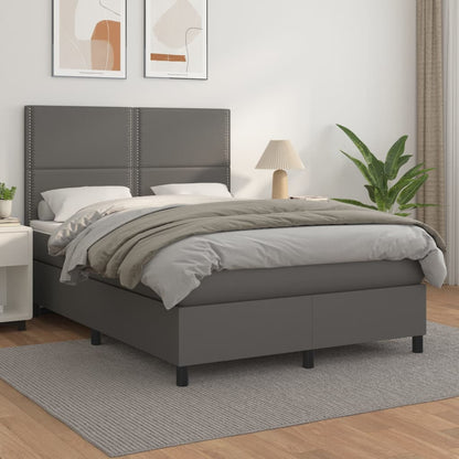 Giroletto a Molle con Materasso Grigio 140x190 cm in Similpelle | homemem39