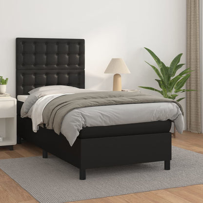 Giroletto a Molle con Materasso Nero 90x190 cm in Similpelle | homemem39