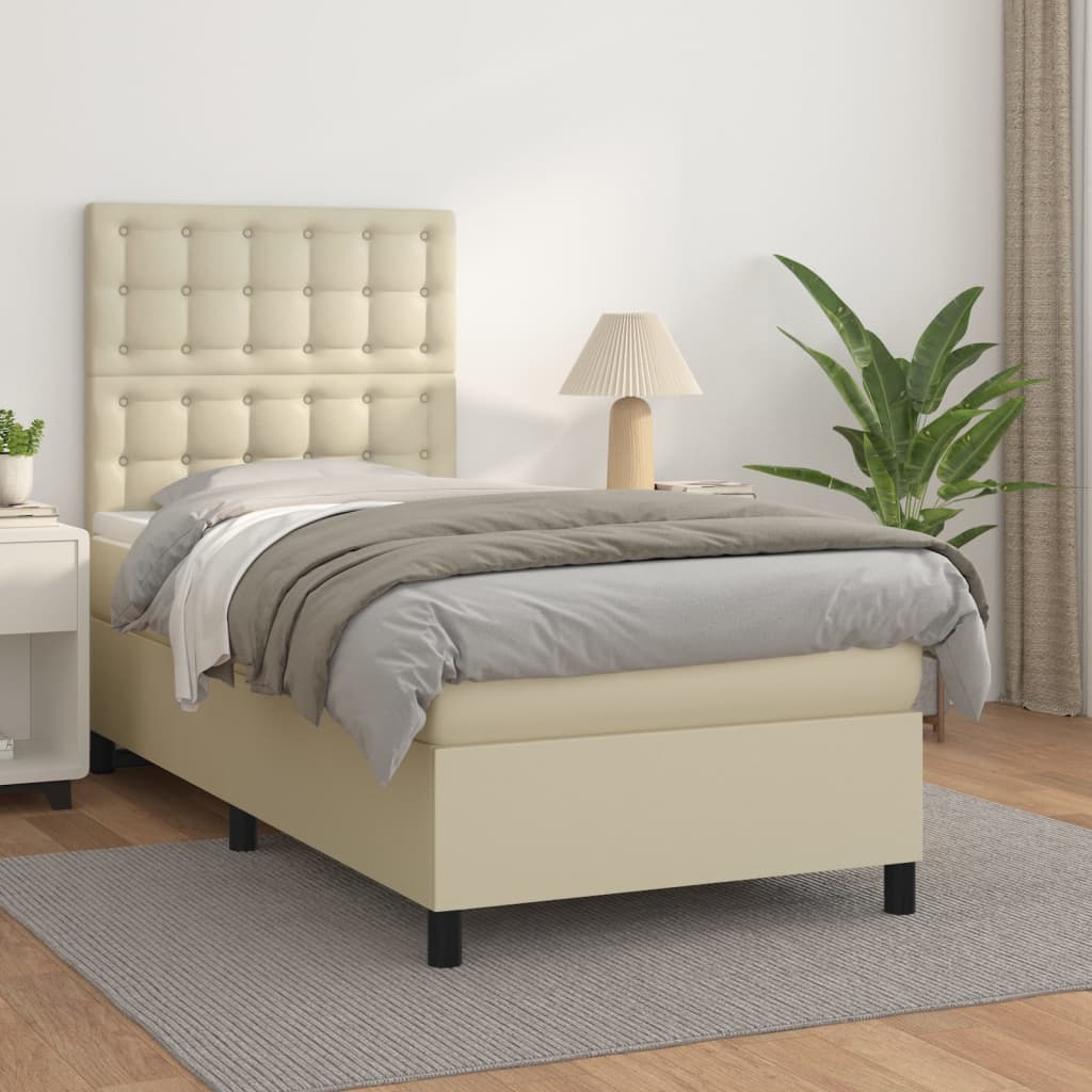 Giroletto a Molle con Materasso Crema 90x190 cm in Similpelle | homemem39