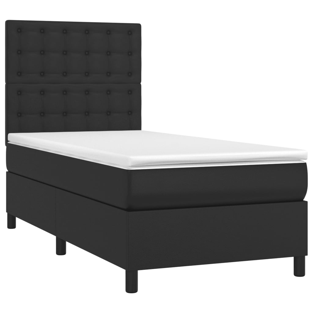 Giroletto a Molle con Materasso Nero 90x200 cm in Similpelle | homemem39