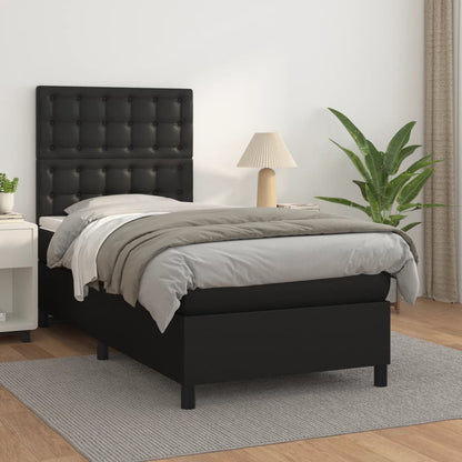 Giroletto a Molle con Materasso Nero 90x200 cm in Similpelle | homemem39