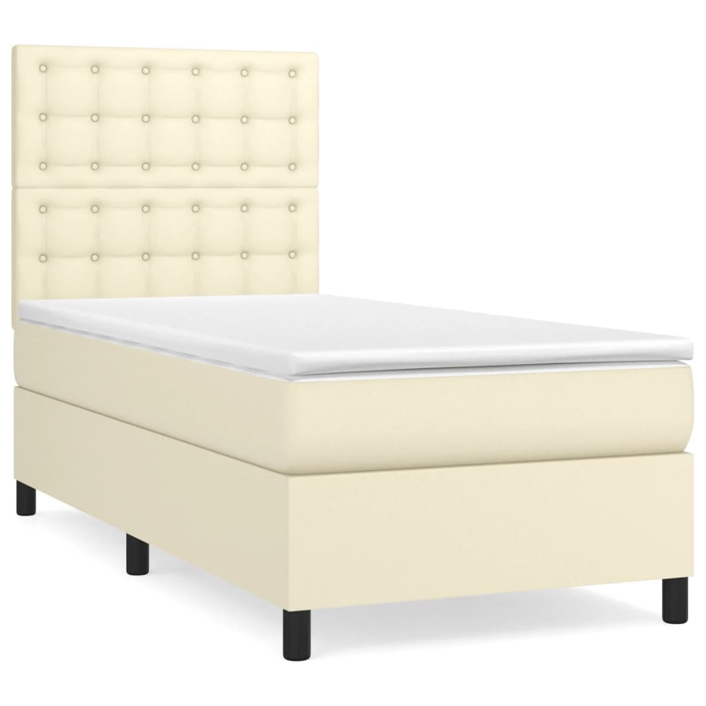 Giroletto a Molle con Materasso Crema 90x200 cm in Similpelle | homemem39