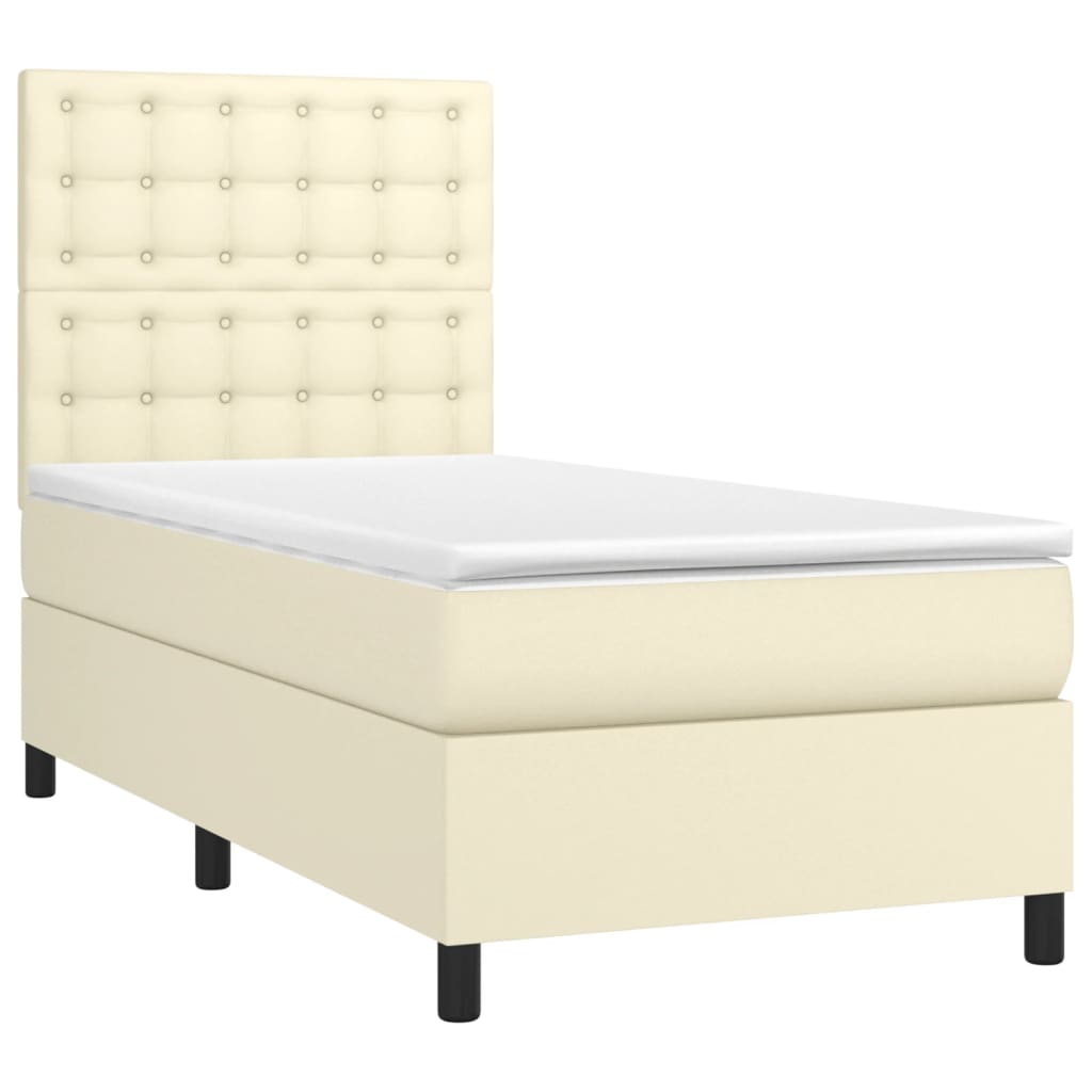 Giroletto a Molle con Materasso Crema 90x200 cm in Similpelle | homemem39