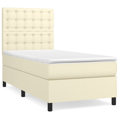 Giroletto a Molle con Materasso Crema 100x200 cm in Similpelle