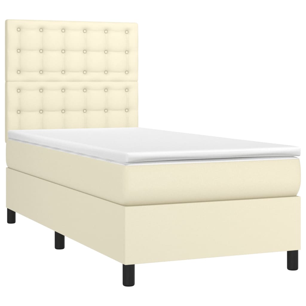 Giroletto a Molle con Materasso Crema 100x200 cm in Similpelle