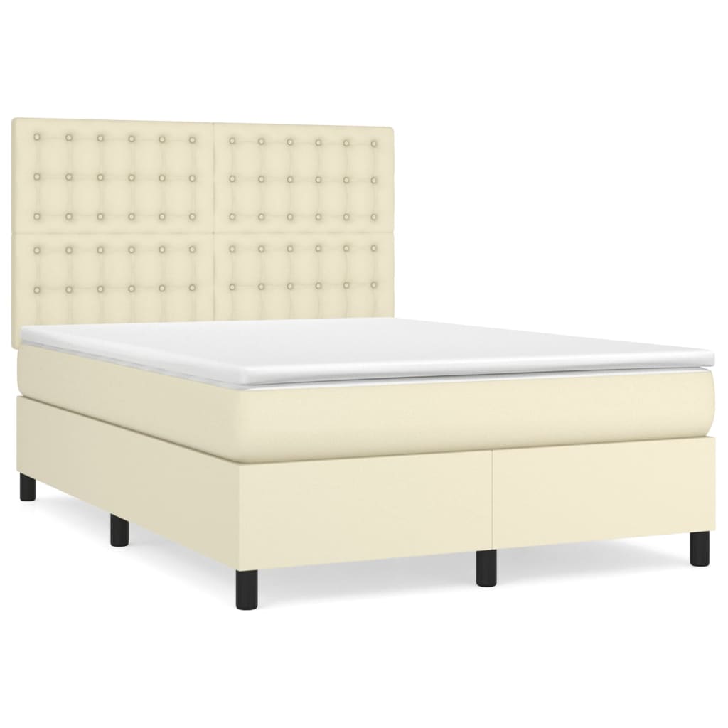 Giroletto a Molle con Materasso Crema 140x190 cm in Similpelle | homemem39
