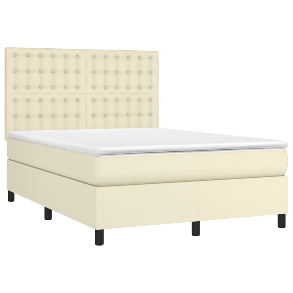 Giroletto a Molle con Materasso Crema 140x200 cm in Similpelle | homemem39