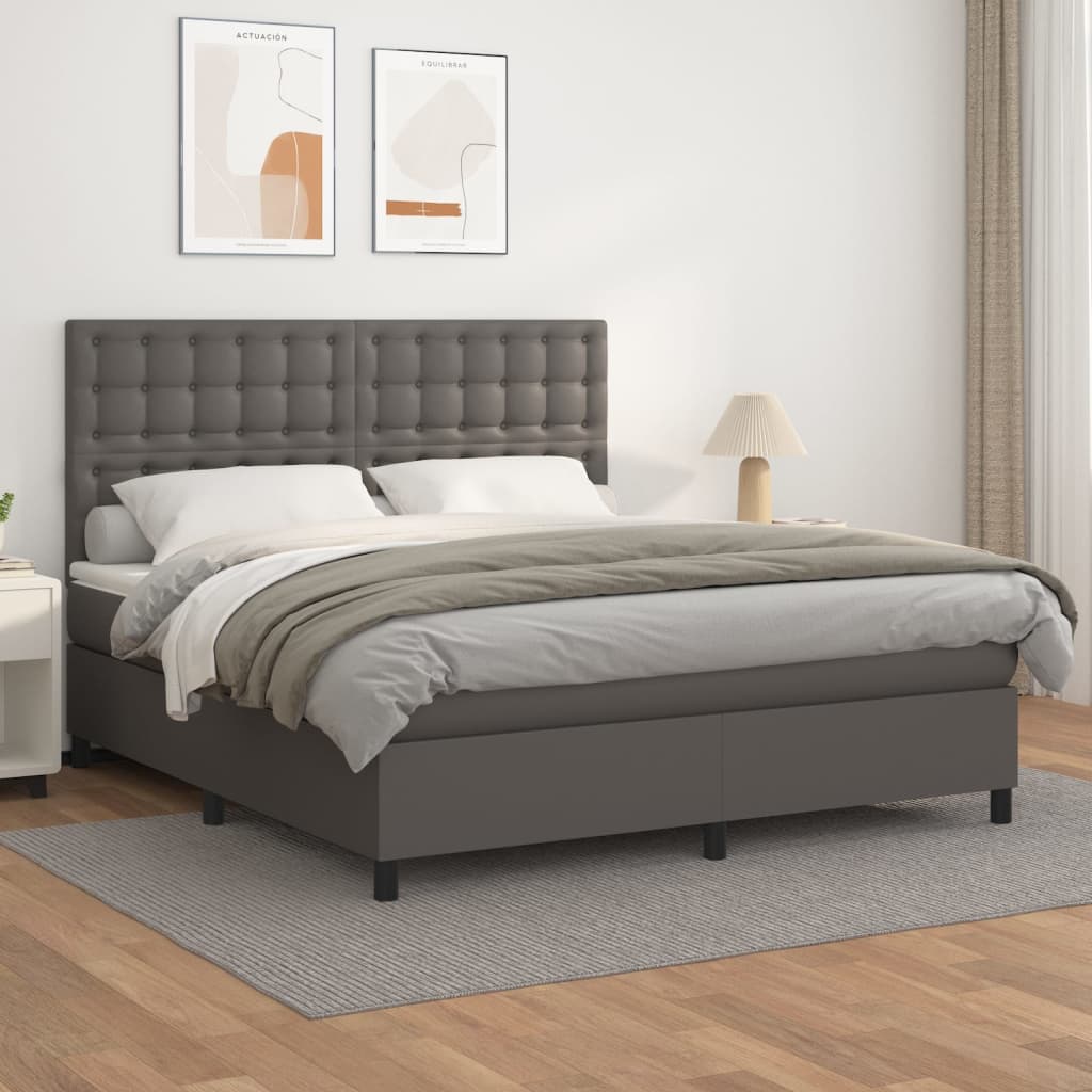 Giroletto a Molle con Materasso Grigio 160x200 cm in Similpelle | homemem39