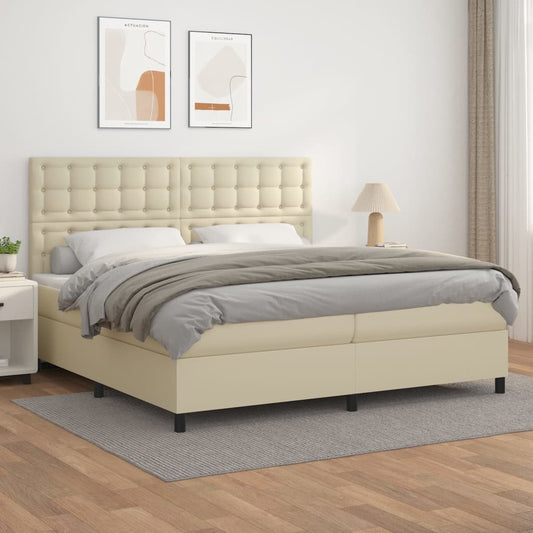 Giroletto a Molle con Materasso Crema 200x200 cm in Similpelle | homemem39