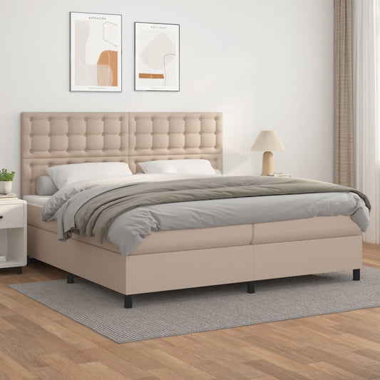 Giroletto a Molle con Materasso Cappuccino 200x200cm Similpelle