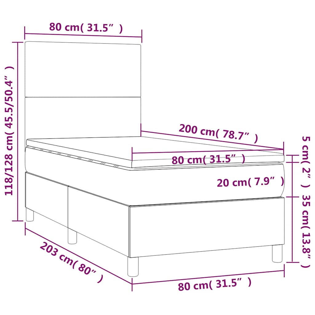 Giroletto a Molle con Materasso Rosa 80x200 cm in Velluto | homemem39