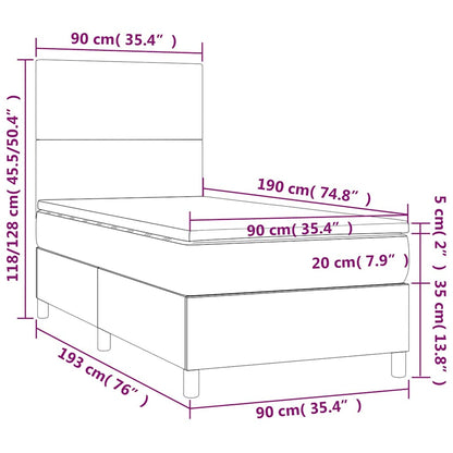 Giroletto a Molle con Materasso Blu Scuro 90x190 cm in Velluto | homemem39