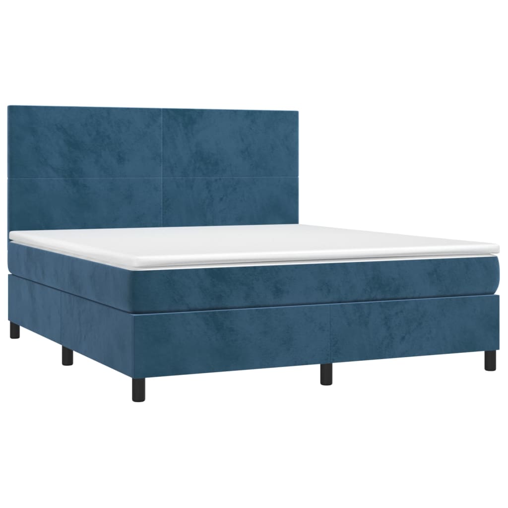 Giroletto a Molle con Materasso Blu Scuro 160x200 cm in Velluto