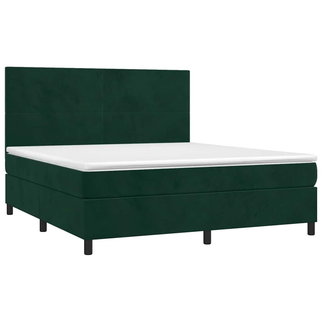 Giroletto a Molle con Materasso Verde Scuro 180x200 cm Velluto