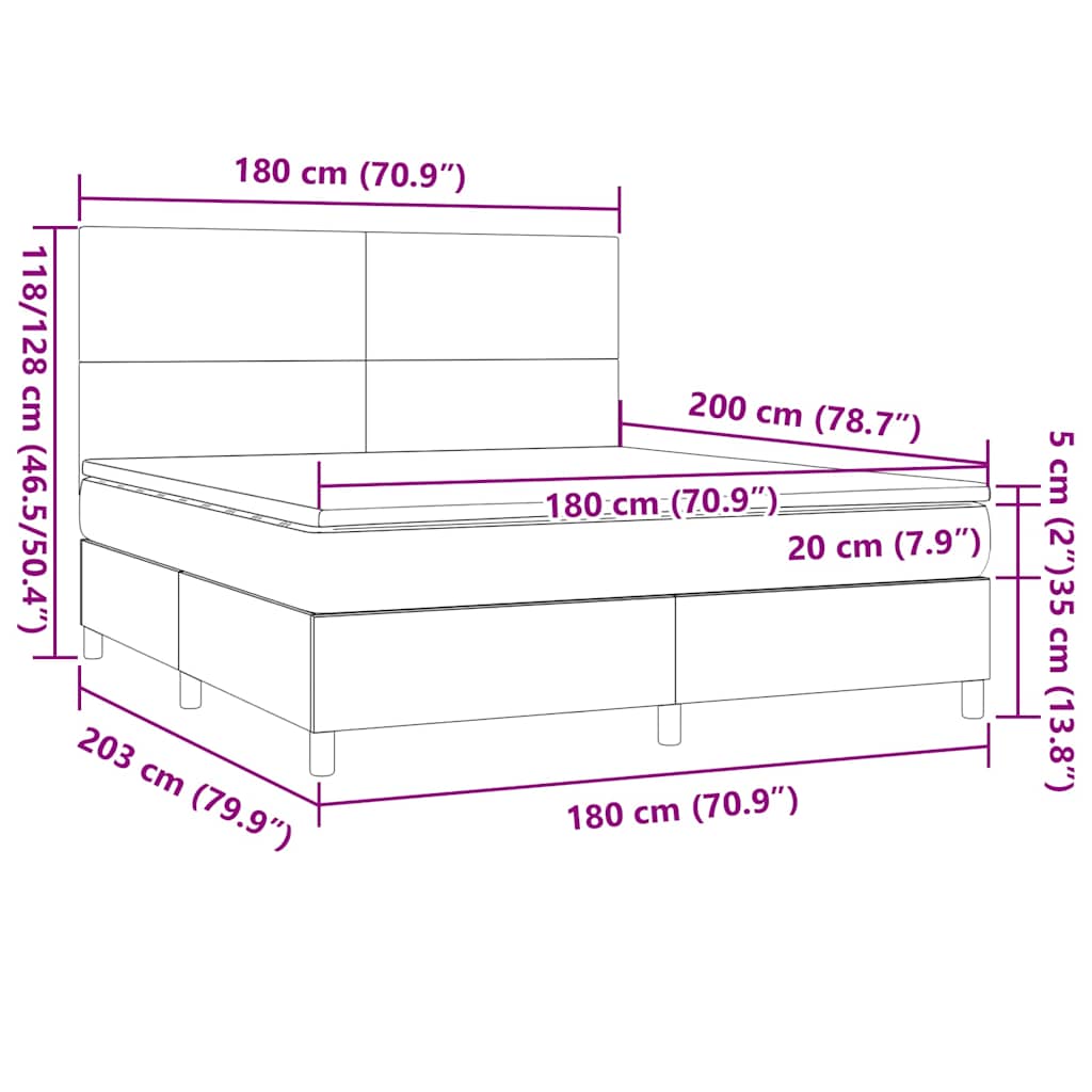 Giroletto a Molle con Materasso Verde Scuro 180x200 cm Velluto