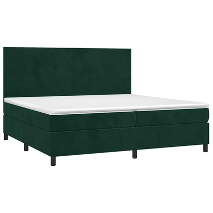 Giroletto a Molle con Materasso Verde Scuro 200x200 cm Velluto