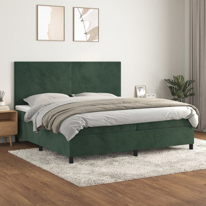 Giroletto a Molle con Materasso Verde Scuro 200x200 cm Velluto - homemem39