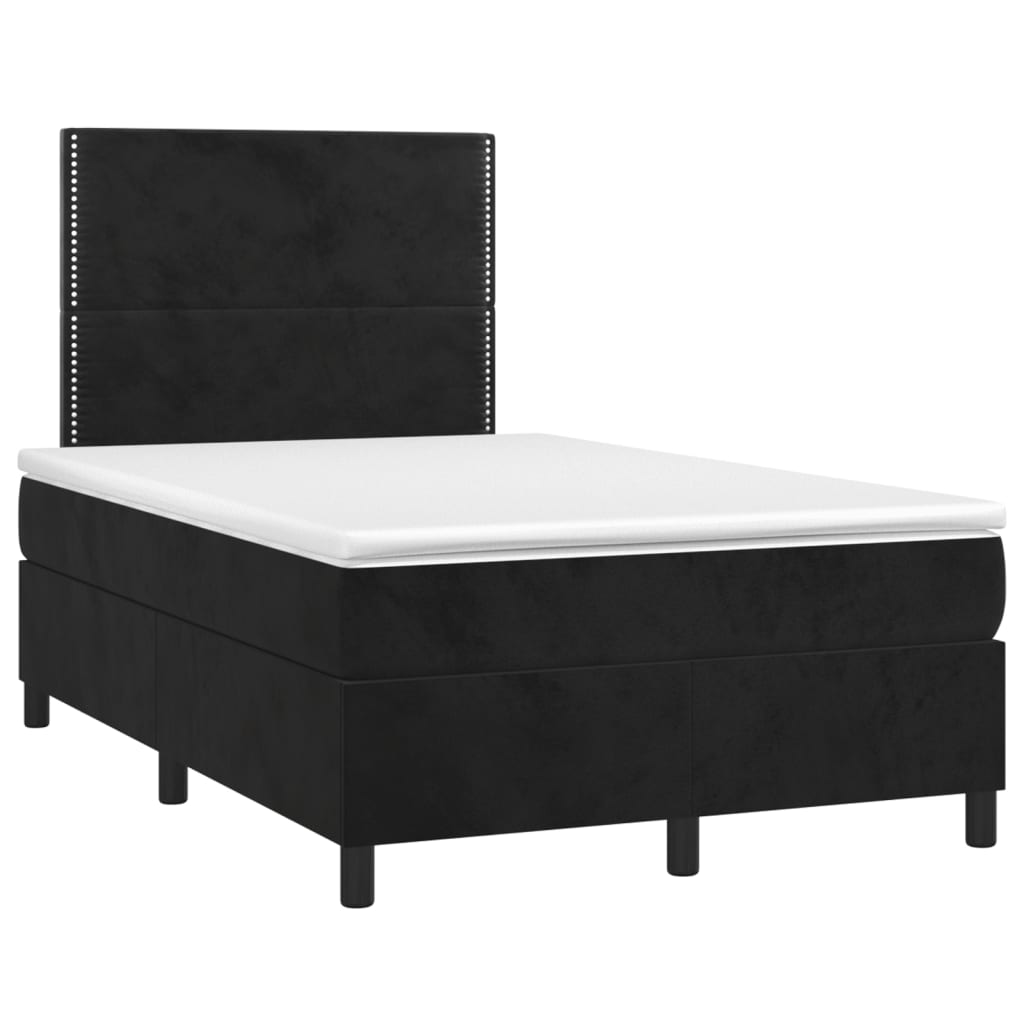 Giroletto a Molle con Materasso Nero 120x200 cm in Velluto