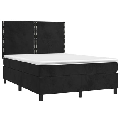 Giroletto a Molle con Materasso Nero 140x190 cm in Velluto