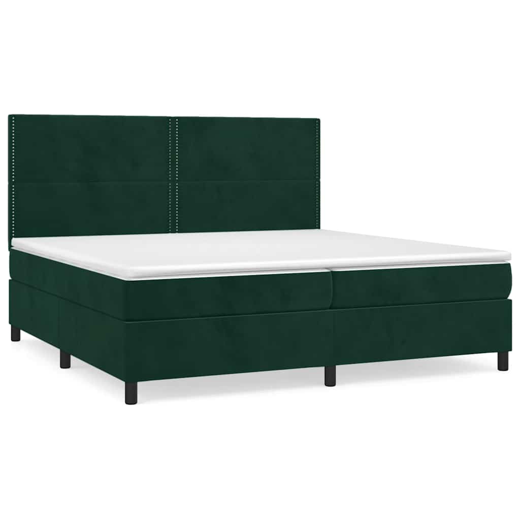 Giroletto a Molle con Materasso Verde Scuro 200x200 cm Velluto | homemem39