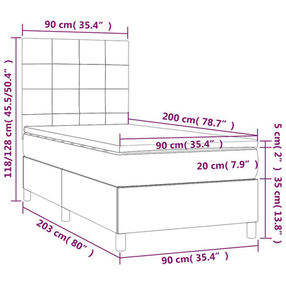 Giroletto a Molle con Materasso Blu Scuro 90x200 cm in Velluto | homemem39