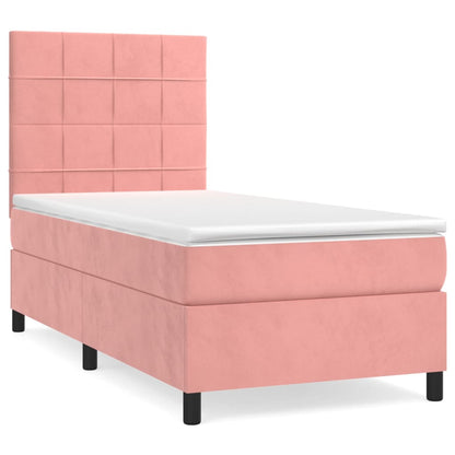 Giroletto a Molle con Materasso Rosa 90x200 cm in Velluto | homemem39