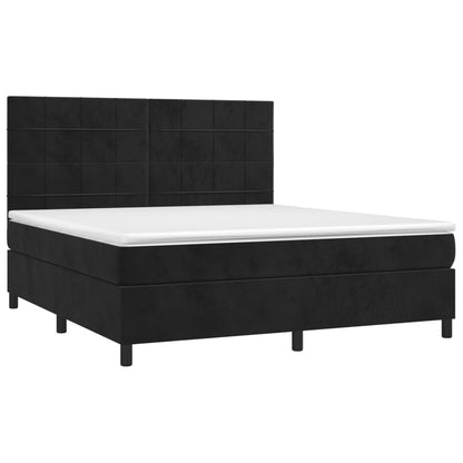 Giroletto a Molle con Materasso Nero 160x200 cm in Velluto