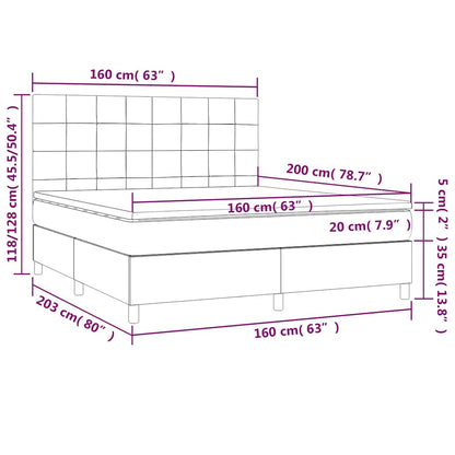 Giroletto a Molle con Materasso Blu Scuro 160x200 cm in Velluto | homemem39