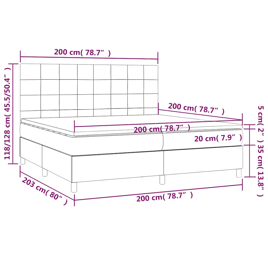 Giroletto a Molle con Materasso Blu Scuro 200x200 cm in Velluto | homemem39