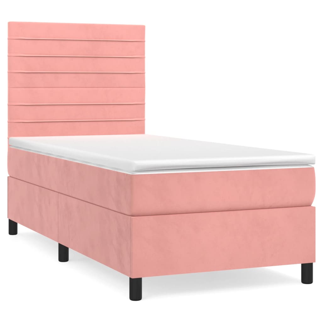 Giroletto a Molle con Materasso Rosa 90x200 cm in Velluto | homemem39