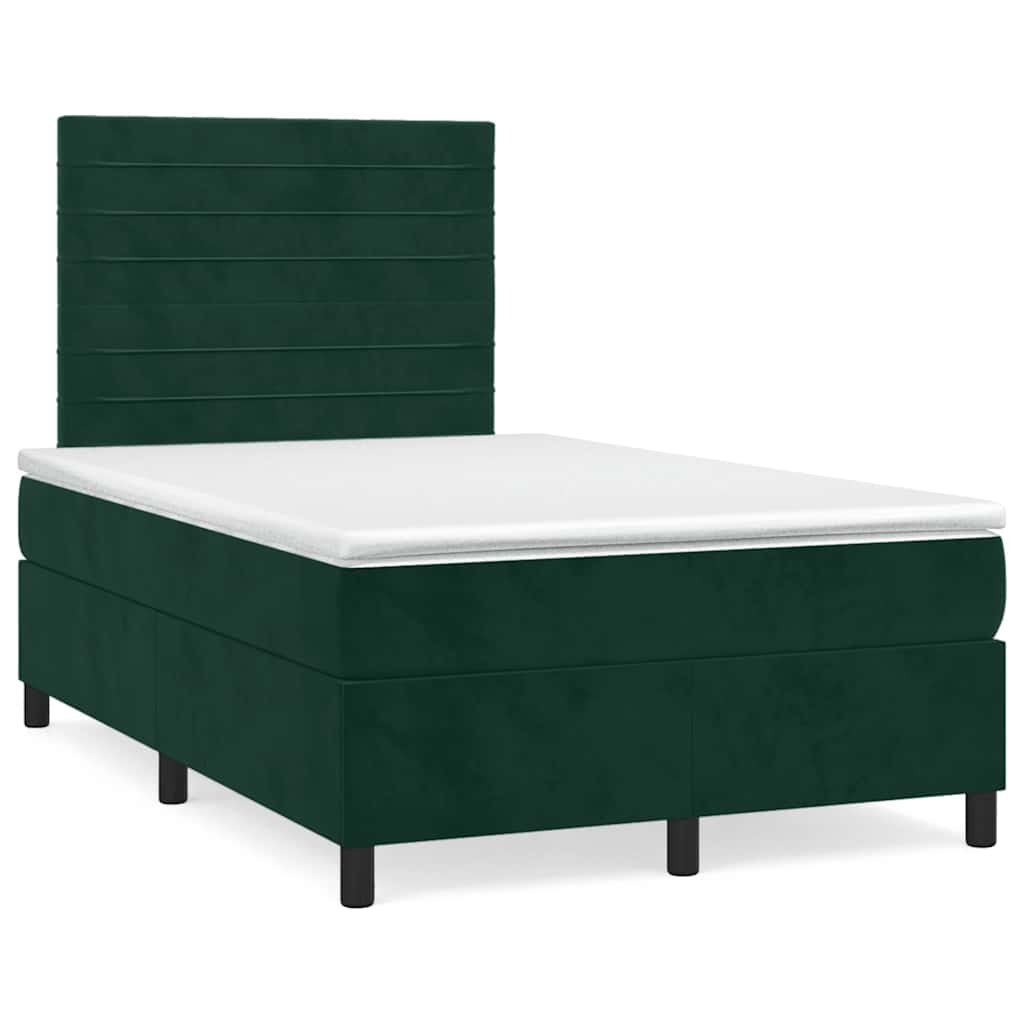 Giroletto a Molle con Materasso Verde Scuro 120x200 cm Velluto