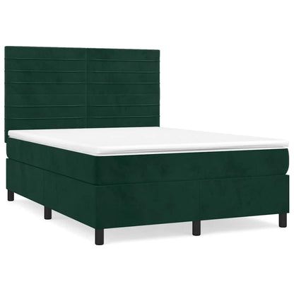 Giroletto a Molle con Materasso Verde Scuro 140x190 cm Velluto
