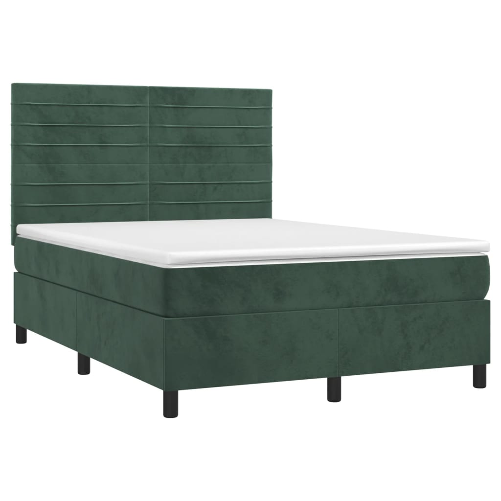Giroletto a Molle con Materasso Verde Scuro 140x190 cm Velluto - homemem39