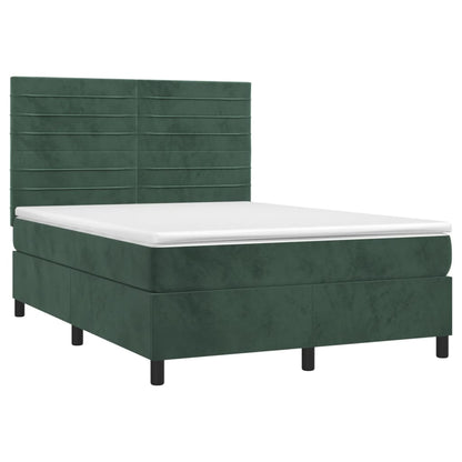 Giroletto a Molle con Materasso Verde Scuro 140x190 cm Velluto - homemem39