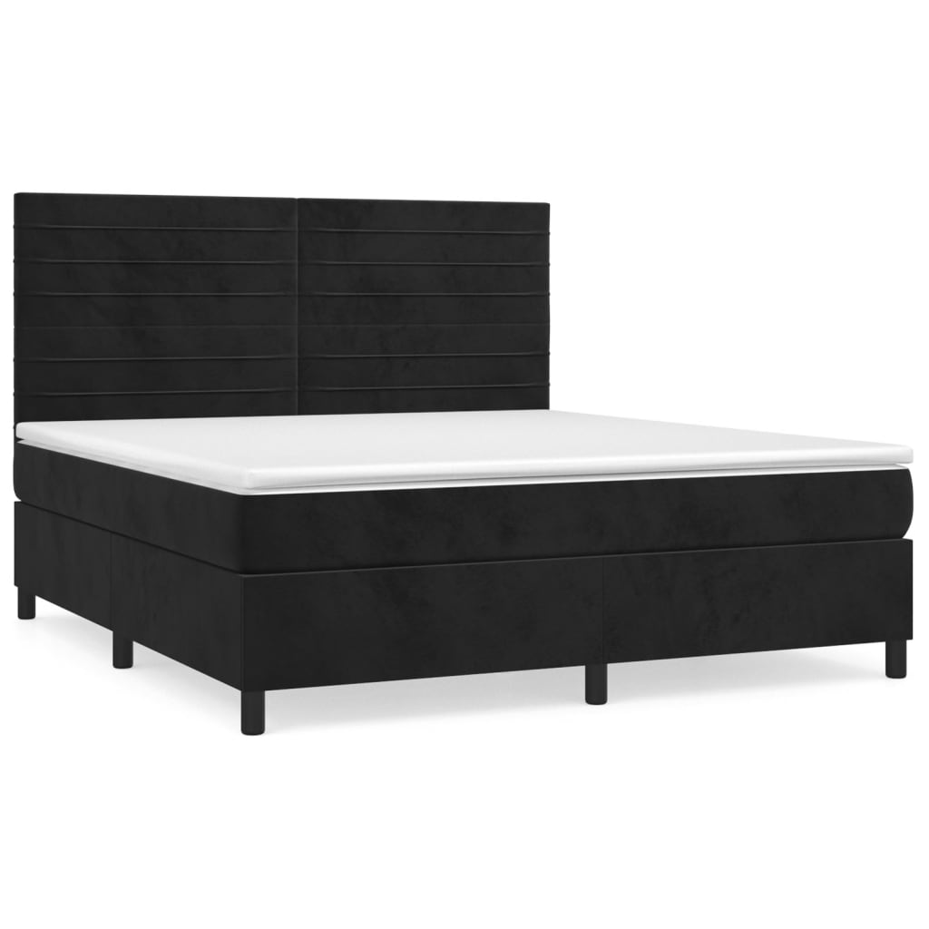 Giroletto a Molle con Materasso Nero 160x200 cm in Velluto