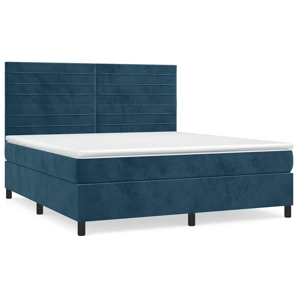 Giroletto a Molle con Materasso Blu Scuro 180x200 cm in Velluto