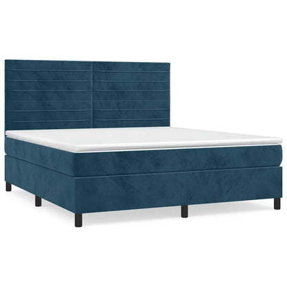 Giroletto a Molle con Materasso Blu Scuro 180x200 cm in Velluto