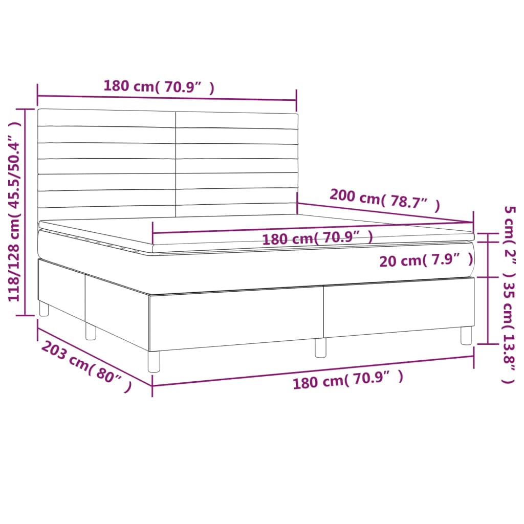 Giroletto a Molle con Materasso Rosa 180x200 cm in Velluto | homemem39