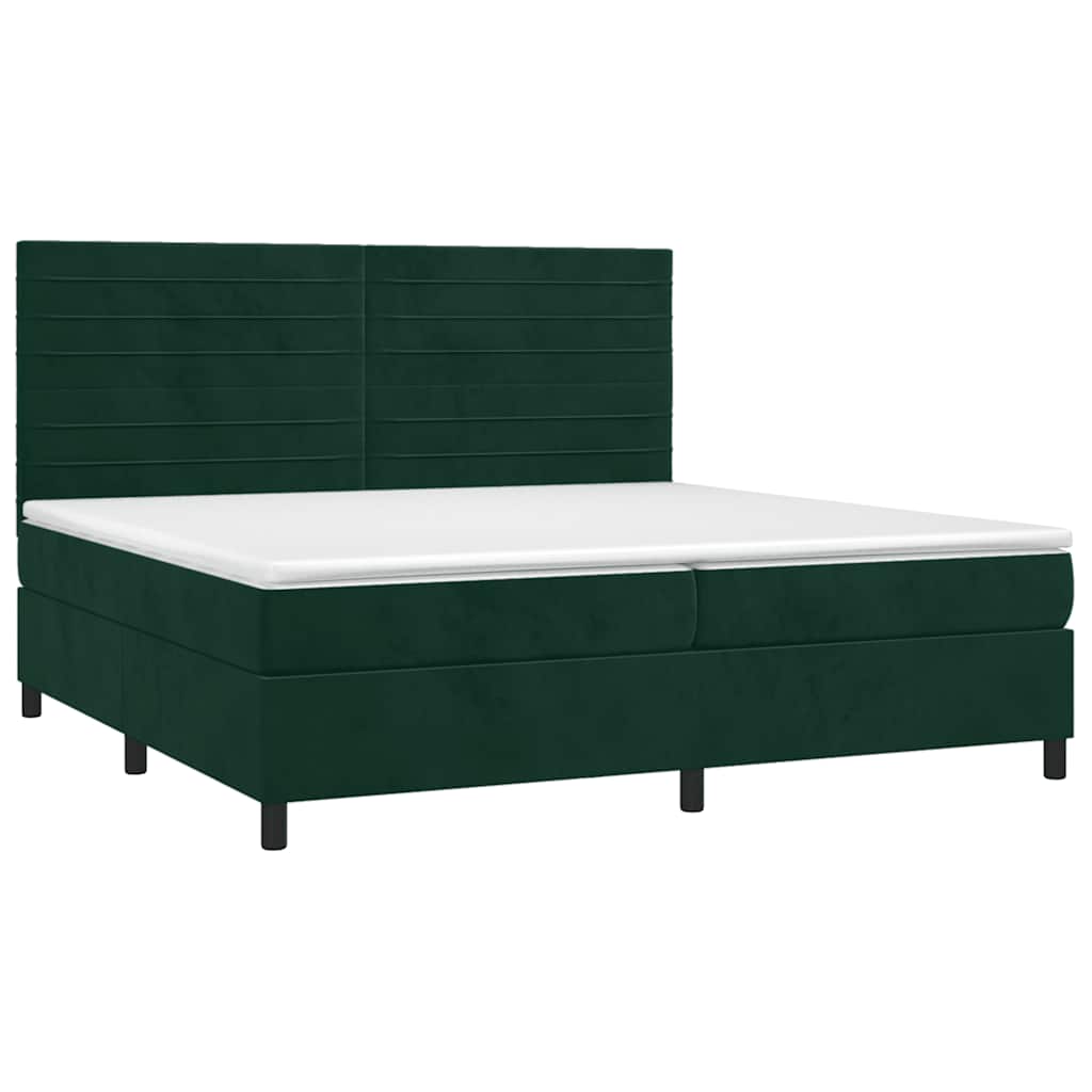 Giroletto a Molle con Materasso Verde Scuro 200x200 cm Velluto