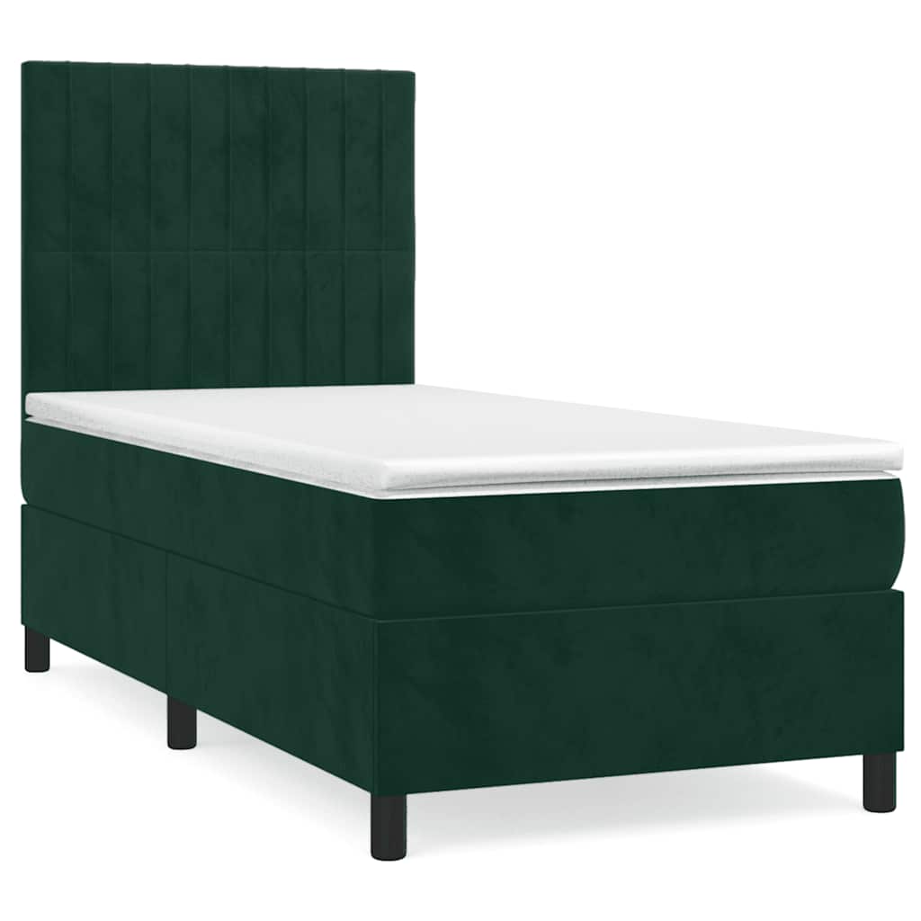 Giroletto a Molle con Materasso Verde Scuro 80x200 cm Velluto