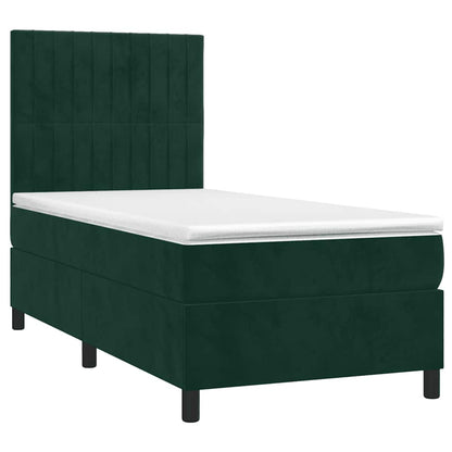Giroletto a Molle con Materasso Verde Scuro 80x200 cm Velluto