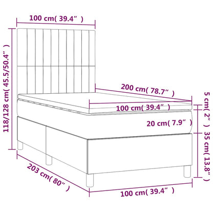 Giroletto a Molle con Materasso Blu Scuro 100x200 cm in Velluto