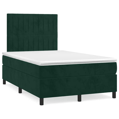 Giroletto a Molle con Materasso Verde Scuro 120x200 cm Velluto