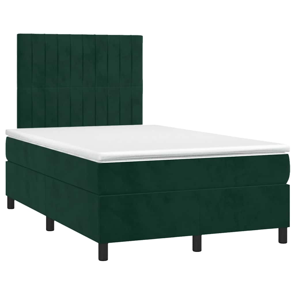 Giroletto a Molle con Materasso Verde Scuro 120x200 cm Velluto