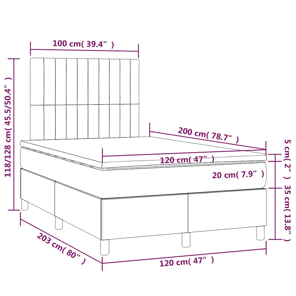 Giroletto a Molle con Materasso Blu Scuro 120x200 cm in Velluto | homemem39