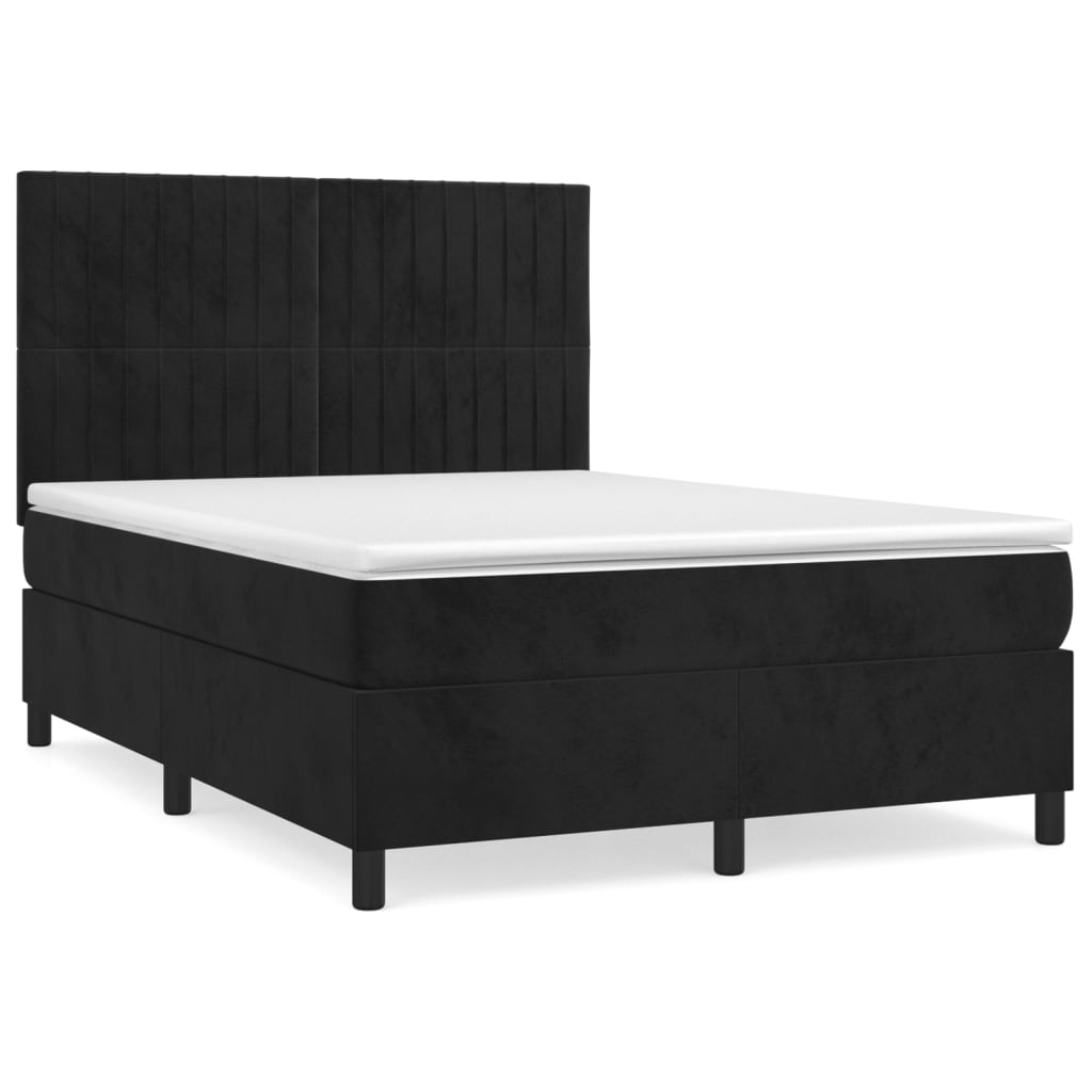 Giroletto a Molle con Materasso Nero 140x190 cm in Velluto | homemem39
