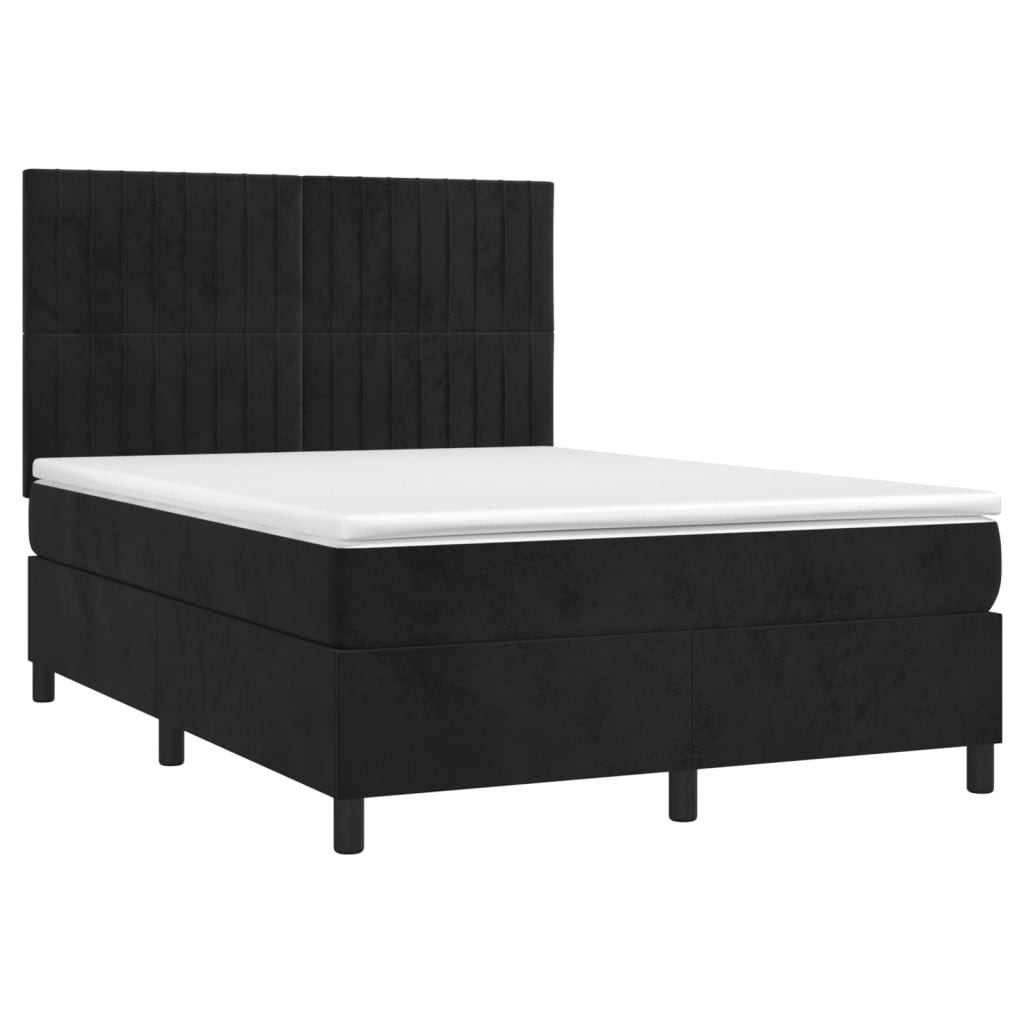 Giroletto a Molle con Materasso Nero 140x190 cm in Velluto | homemem39